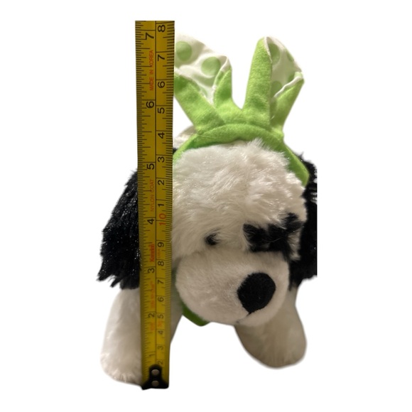 Plush White And Black Dog Happy Easter Bib With Bunny Ears Spring Plushie NWT - Picture 4 of 5